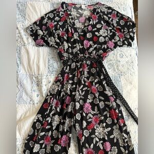 Black and Pink Floral Jumpsuit